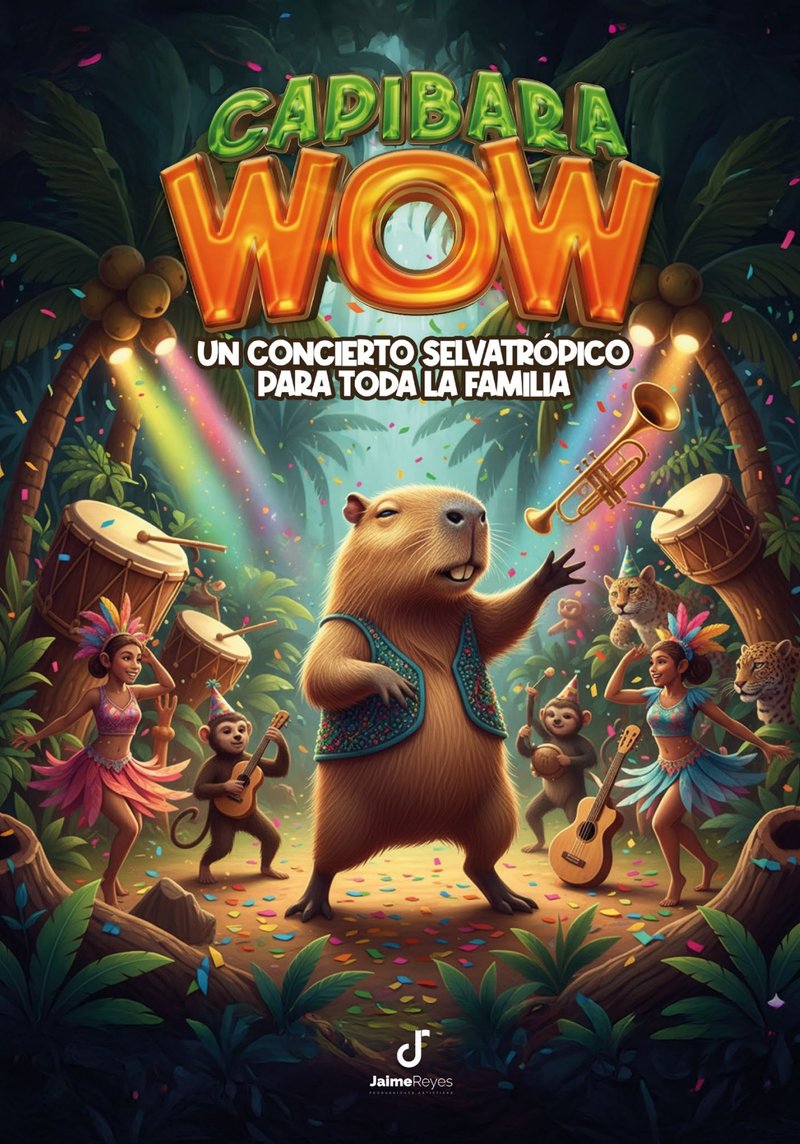 Cartel del espectáculo infantil Capibara Wow